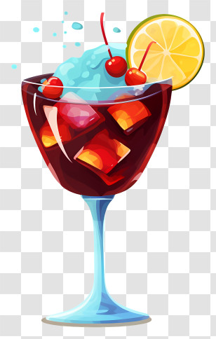 Red Fruit Drink - Cocktail Drink With Cherry And Lemon Garnish Transparent PNG