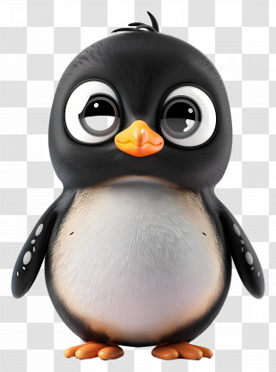 3d Little Penguin - Adorable Cartoon Penguin Illustration Transparent PNG