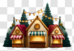 Christmas Market - Festive Christmas Market Stalls Transparent PNG