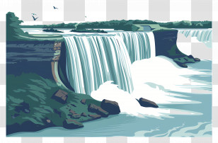 Niagara Falls - Illustrative Waterfalls With Flowing Cascades Transparent PNG