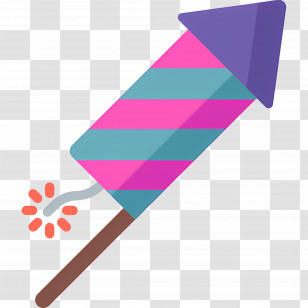 Fireworks Rocket - Pink And Blue Firework With Fuse Transparent PNG