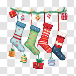 Christmas Stocking - Christmas Stockings With Wrapped Gifts Transparent PNG