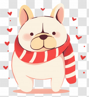 Cute French Bulldog - Cute French Bulldog In Red Scarf Illustration Transparent PNG