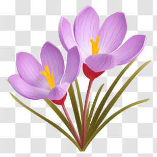 Purple Crocus - Beautiful Purple Crocus Flowers Illustration Transparent PNG