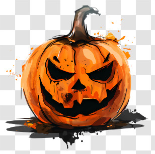 Jack O Lantern - Angry Carved Pumpkin For Halloween Transparent PNG
