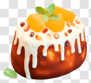 Dessert - Fruit Cake With Icing And Candied Fruits Transparent PNG
