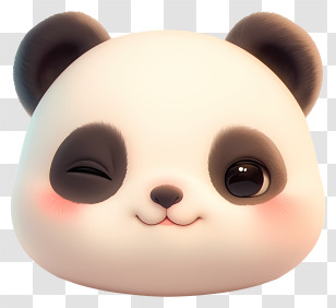 Kawaii Panda - Adorable Winking Panda Face Transparent PNG