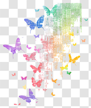 Cyber Butterfly Swarm - Colorful Butterflies Illustration Transparent PNG