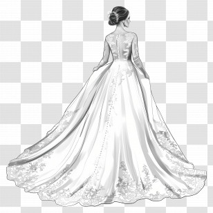 Lace Wedding Dress - Elegant Wedding Dress Sketch Transparent PNG