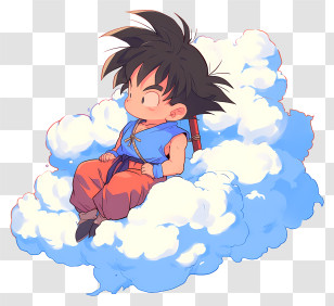 Gohan Dragon Ball - Relaxed Child Sitting On A Cloud Transparent PNG