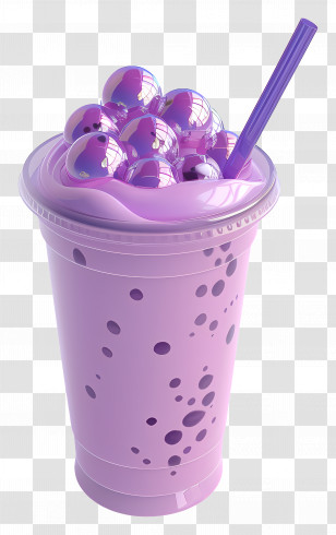 Taro Bubble Tea - Purple Bubble Tea With Boba Pearls Transparent PNG