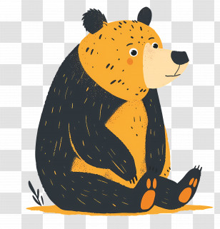 Bear - Cute Sitting Bear Illustration Transparent PNG
