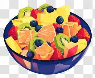 Fruits Salad - Bowl Of Colorful Fresh Fruit Salad Transparent PNG
