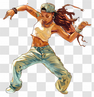 Hip Hop Dancer - Illustration Of A Dancing Girl In Movement Transparent PNG