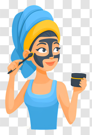 Woman Applying Black Facial Mask - Woman Applying Black Face Mask Transparent PNG