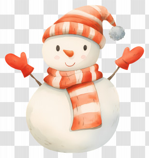 Cute Snowman - Happy Snowman In Winter Attire Transparent PNG