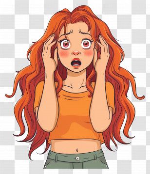 Girl In Trouble - Worried Girl With Red Hair Transparent PNG