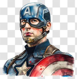 Captain America - Superhero In Blue Costume With Shield Illustration Transparent PNG