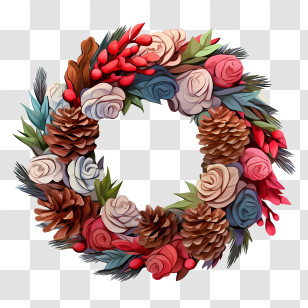 Christmas Pinecone Wreath
 - Beautiful Floral And Pinecone Wreath Illustration Transparent PNG