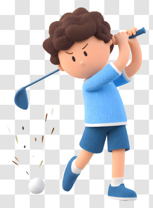 Boy Playing Golf - Boy Playing Golf With Determination Transparent PNG