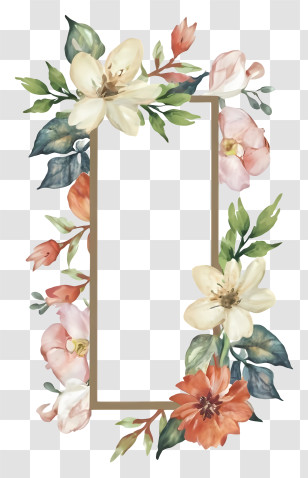 Envelope - Floral Decorative Frame With Pastel Flowers Transparent PNG