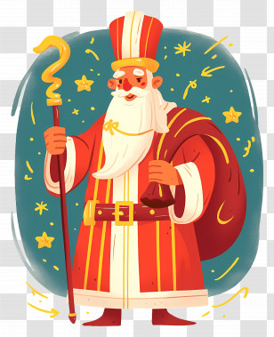 Saint Nicholas Day - Saint Nicholas With Staff And Sack Transparent PNG