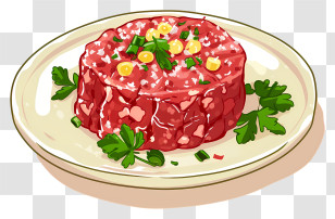 Steak Tartare - Raw Meat Dish With Parsley Transparent PNG