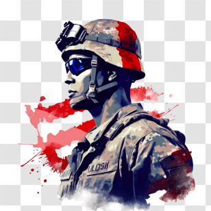 Veterans Day - Patriotic Soldier Illustration With Camouflage Uniform Transparent PNG