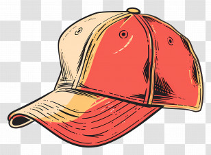 Cap - Red And Yellow Cap Illustration For Fashion Transparent PNG