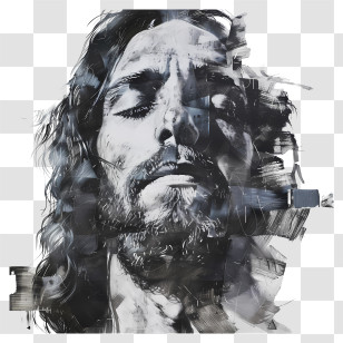 Jesus - Abstract Face In Black Ink Transparent PNG