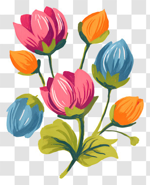 Flower Buds - Colorful Flowers In Bloom Transparent PNG