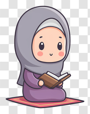 Muslim Girl Reading Quran - Girl In Hijab Reading A Book Transparent PNG