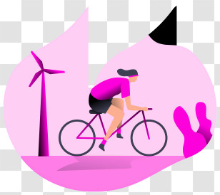 Bicycle - Woman Cycling Illustration Transparent PNG