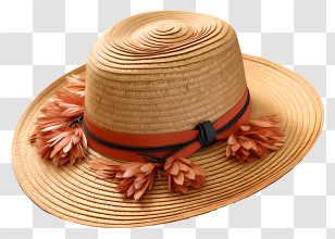 Hat - Straw Hat With Tassels Transparent PNG