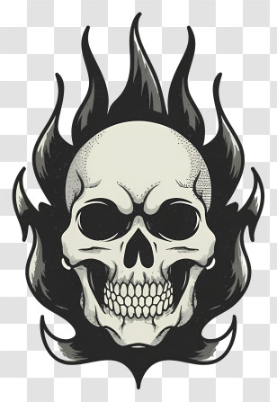 Skull - Skull With Flames Creepy Illustration Transparent PNG