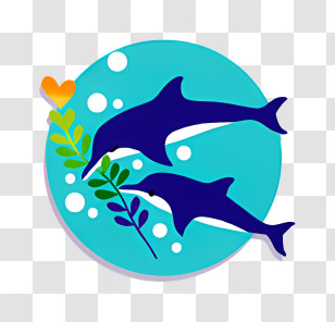 Icon - Dolphins With Branch Transparent PNG