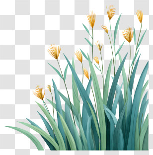 Watercolor Grass Background - Tall Grass With Yellow Flowers Transparent PNG