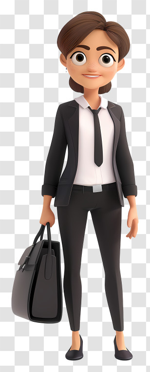 Business Woman Cartoon - Businesswoman In Office Attire Cartoon Transparent PNG