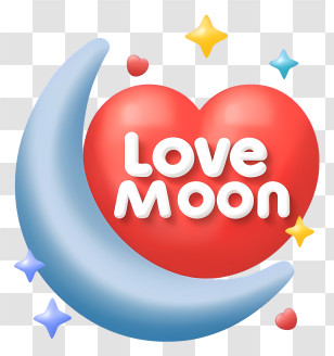 Love Moon Logo - Love Moon Logo With Heart And Stars Transparent PNG