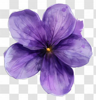 Violet Flower - Watercolor Purple Flower With Delicate Details Transparent PNG