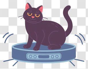 Cat Lying On Robot Vacuum Cleaner - Sassy Cat On Robot Vacuum Transparent PNG