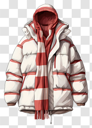 Winter Jacket - Warm Winter Jacket With Scarf Transparent PNG