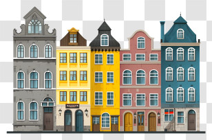Colorful Buildings - Colorful City Buildings Transparent PNG