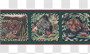 Tiger Blue Red Wallpaper - Border Animal Transparent PNG