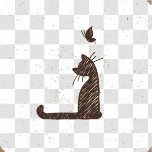 Cat T-shirt Kitten Hoodie Whiskers - Pest - Cats And Butterflies Silhouette Background Material Transparent PNG