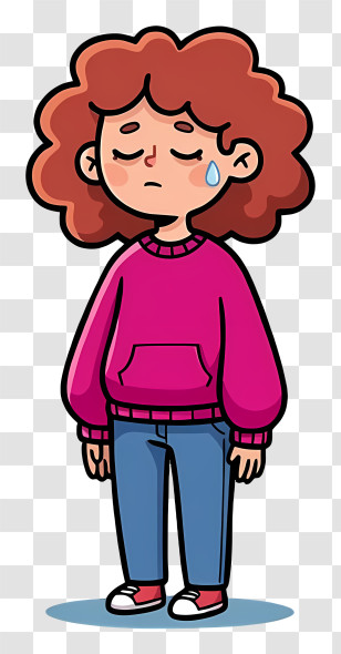 Crying Girl Emotional Cartoon Transparent PNG