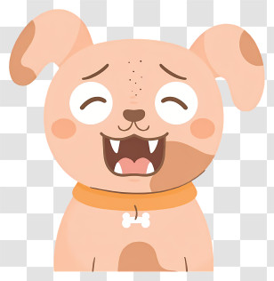 Dog Face - Happy Cartoon Dog With Collar Transparent PNG