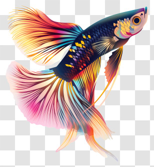 Guppy - Colorful Betta Fish Illustration Transparent PNG