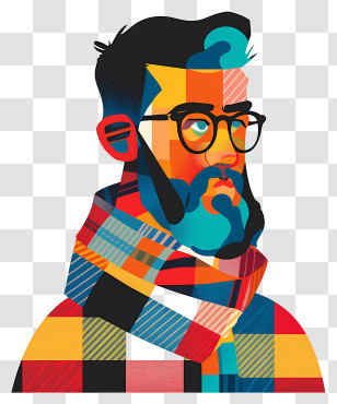 Tartan Day - Colorful Abstract Man With Glasses Transparent PNG
