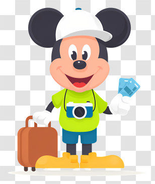 Mickey Mouse Tourist - Cute Mouse Tourist Character Transparent PNG